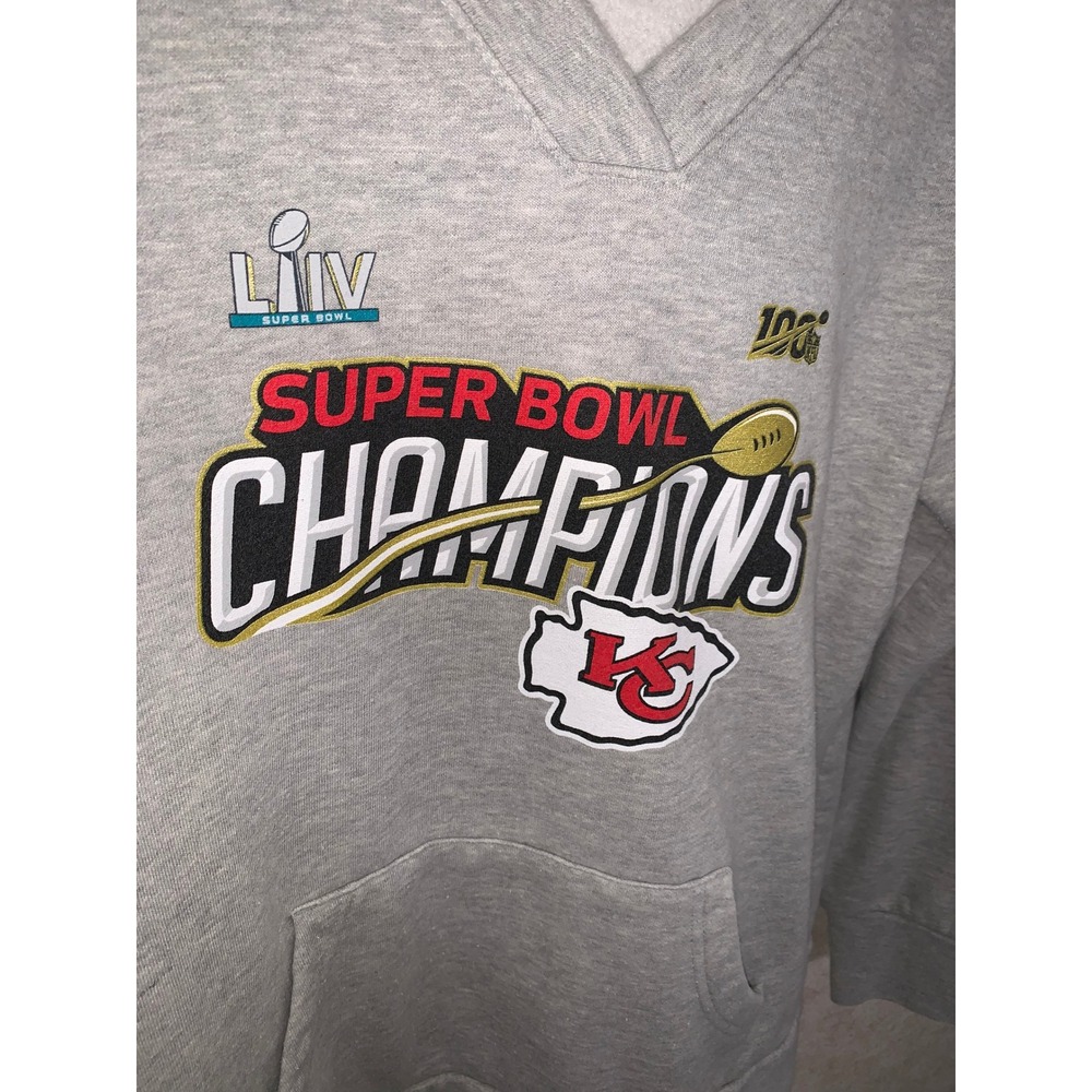 Fanatics Kansas City Chiefs Super Bowl LIV Champions Womens XL Gray Hoodie‎ NFL